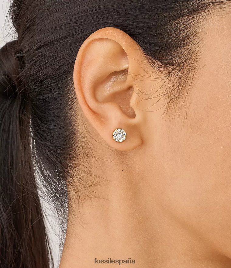 joyas 804XJ41078 tono dorado mujer Fossil todos los aretes de acero inoxidable apilados