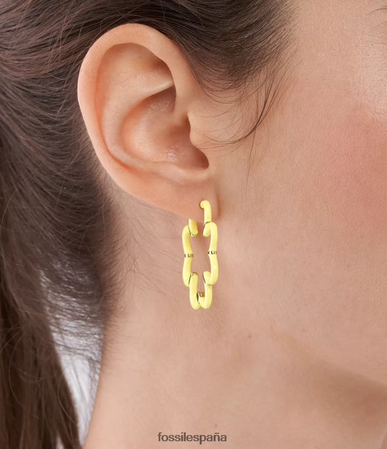 joyas 804XJ41085 tono dorado mujer Fossil aretes de aro de acero inoxidable color pop