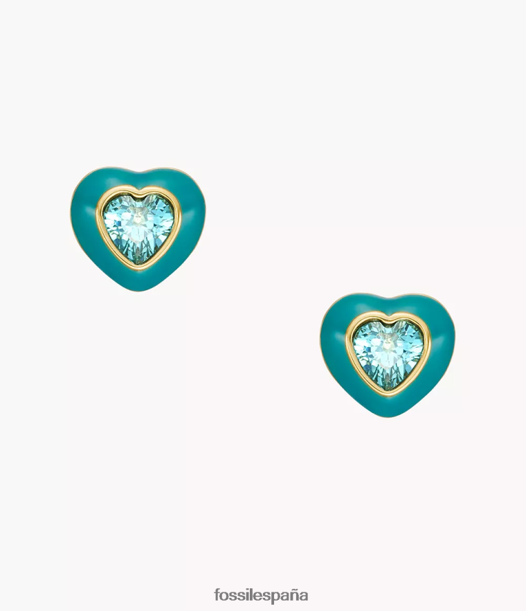 joyas 804XJ41086 azul mujer Fossil aretes con forma de corazón pop de colores