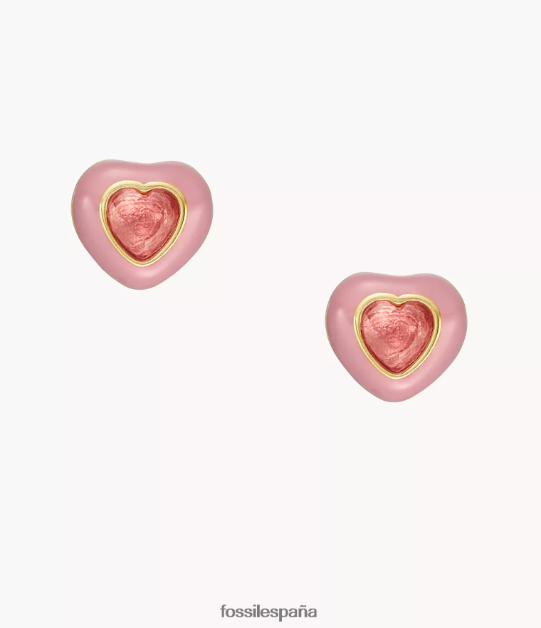 joyas 804XJ41088 rosa mujer Fossil aretes con forma de corazón pop de colores