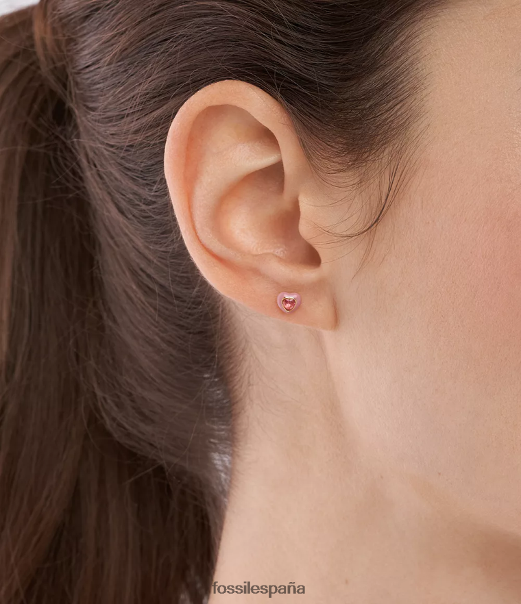 joyas 804XJ41088 rosa mujer Fossil aretes con forma de corazón pop de colores
