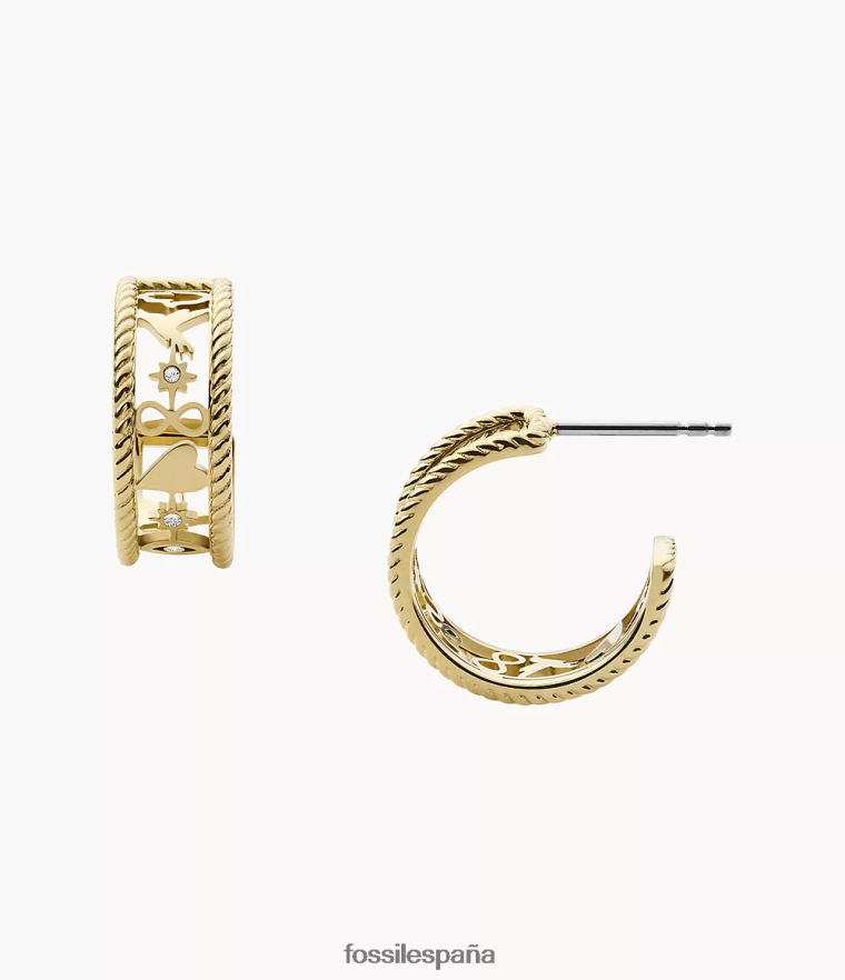 joyas 804XJ41244 dorado mujer Fossil pendientes de aro de acero inoxidable con iconos de Sutton