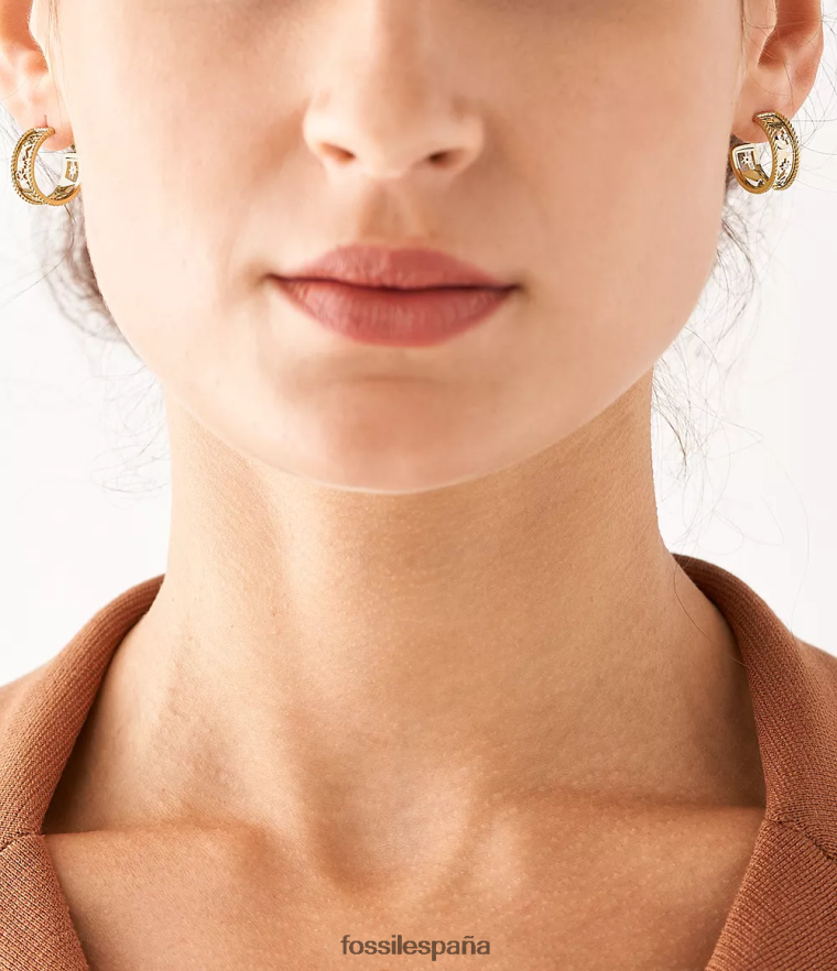joyas 804XJ41244 dorado mujer Fossil pendientes de aro de acero inoxidable con iconos de Sutton