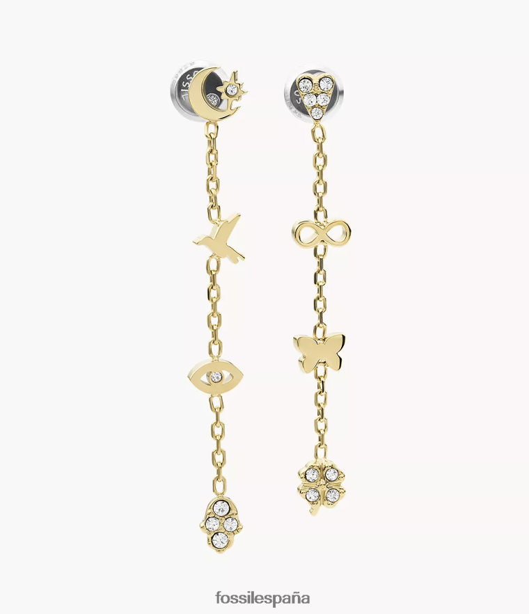 joyas 804XJ41304 dorado mujer Fossil pendientes colgantes de acero inoxidable con iconos de Sutton