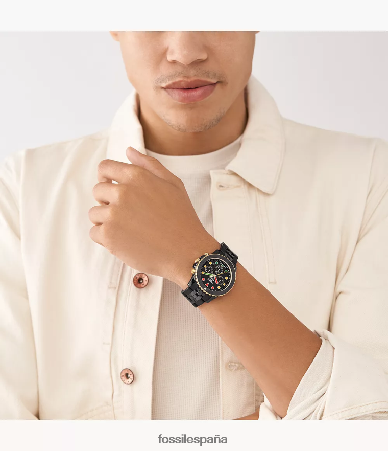 mirar 804XJ41594 negro hombres Fossil mes de historia fb-01 reloj cronógrafo de cerámica
