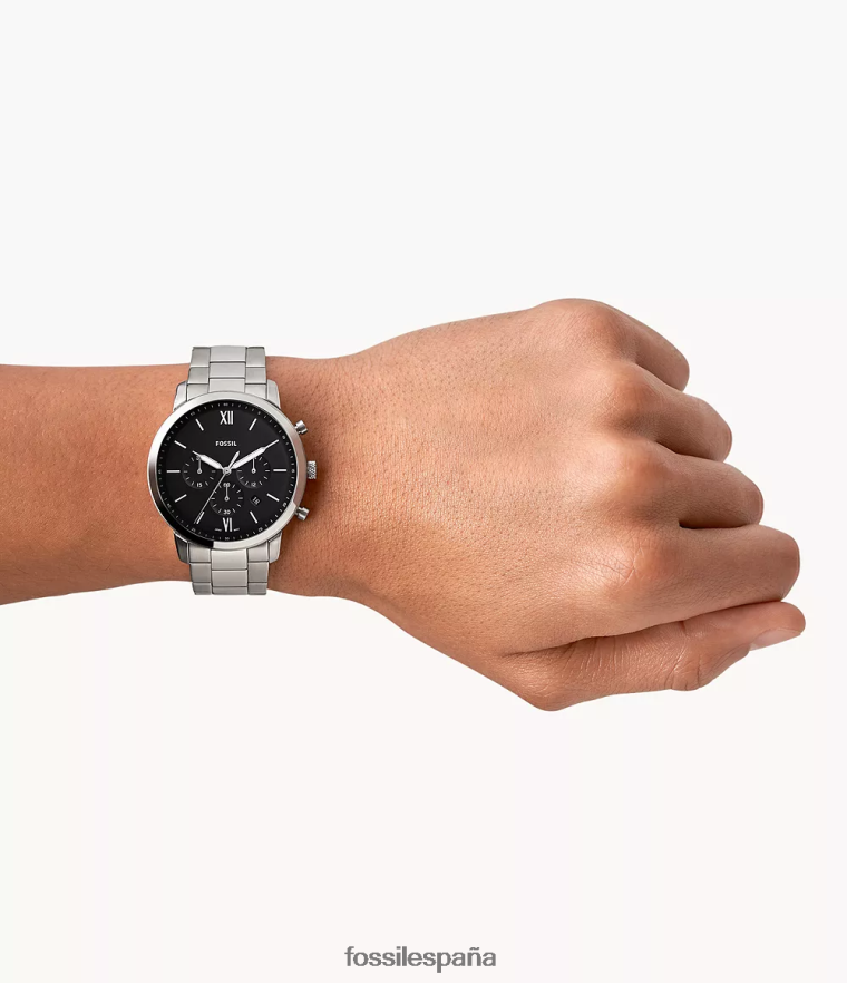 mirar 804XJ41338 plata hombres Fossil reloj neutro cronógrafo de acero inoxidable