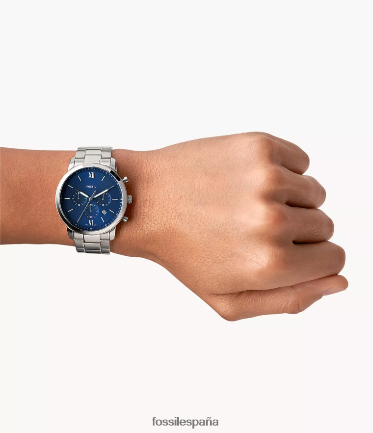 mirar 804XJ41343 tono plateado hombres Fossil reloj neutro cronógrafo de acero inoxidable