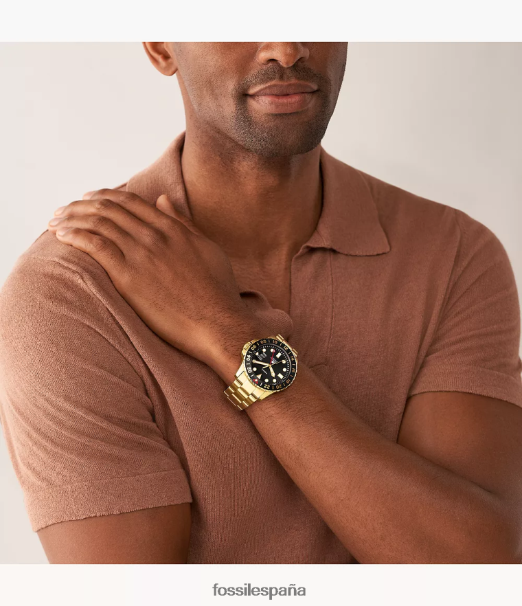 mirar 804XJ41356 azul hombres Fossil reloj gmt de acero inoxidable
