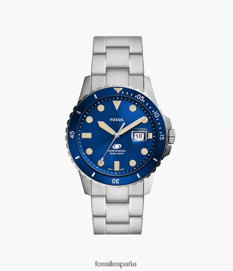 mirar 804XJ41357 azul hombres Fossil reloj de acero inoxidable con tres manecillas y fecha