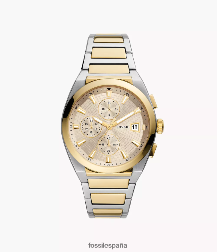mirar 804XJ41368 Dos tonos hombres Fossil reloj everett cronógrafo de acero inoxidable