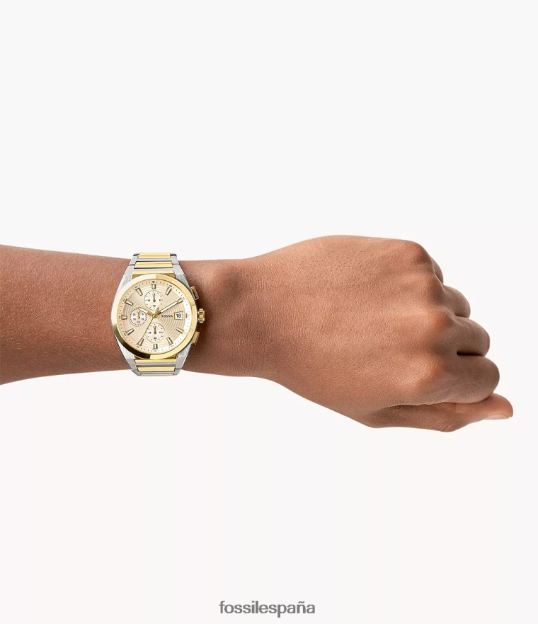 mirar 804XJ41368 Dos tonos hombres Fossil reloj everett cronógrafo de acero inoxidable
