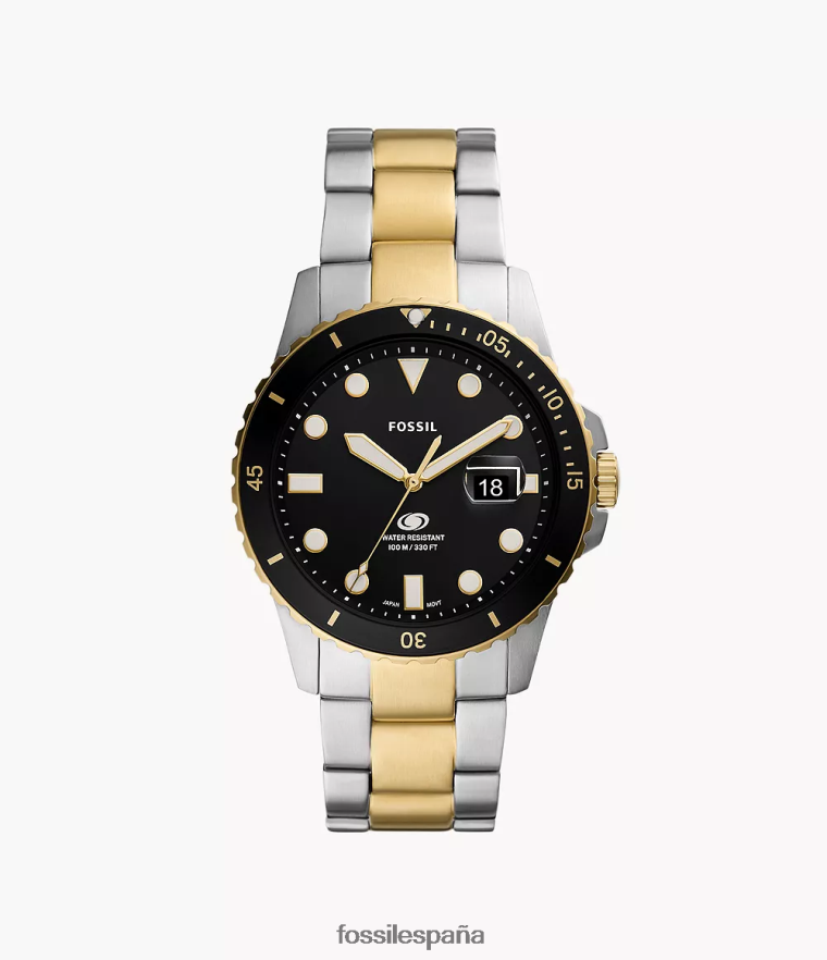 mirar 804XJ41369 azul hombres Fossil reloj de acero inoxidable con tres manecillas y fecha