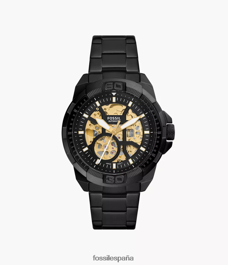 mirar 804XJ41374 negro hombres Fossil reloj bronson automatico de acero inoxidable