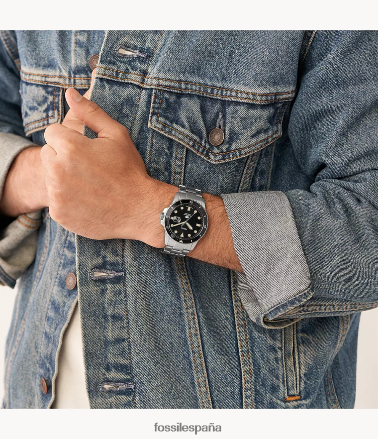mirar 804XJ41378 azul hombres Fossil reloj de acero inoxidable con tres manecillas y fecha