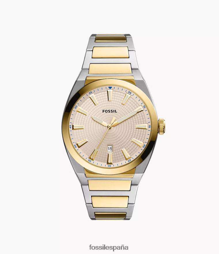 mirar 804XJ41379 Dos tonos hombres Fossil reloj everett de acero inoxidable con tres manecillas y fecha
