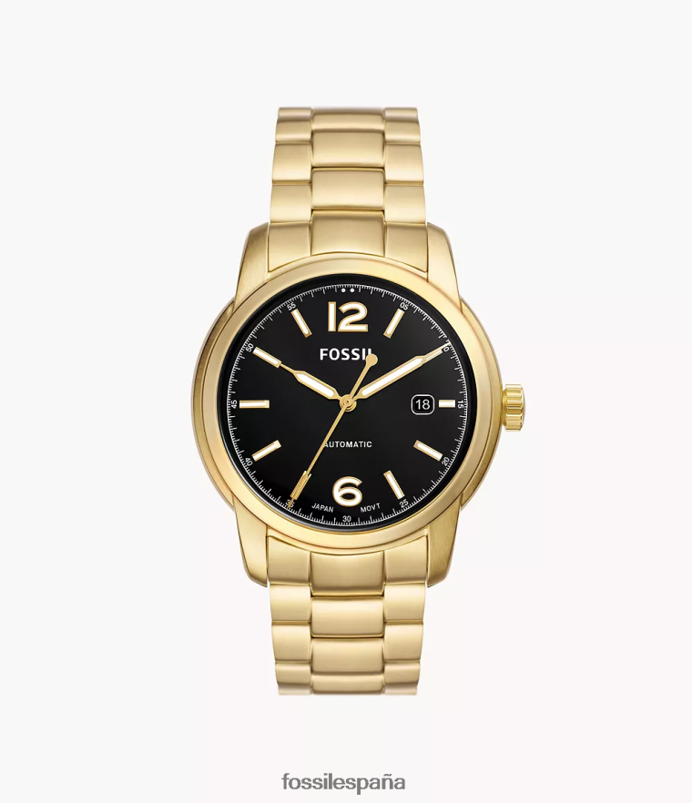 mirar 804XJ41382 tono dorado hombres Fossil Reloj Heritage automático de acero inoxidable.