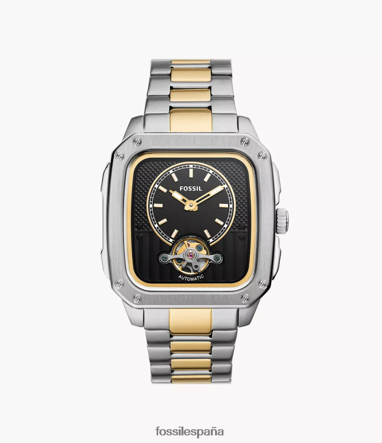 mirar 804XJ41383 Dos tonos hombres Fossil Reloj automático de acero inoxidable con inscripción.