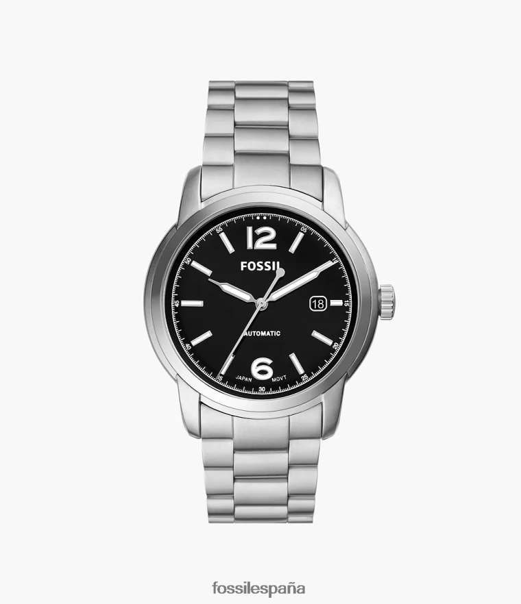 mirar 804XJ41384 tono plateado hombres Fossil Reloj Heritage automático de acero inoxidable.