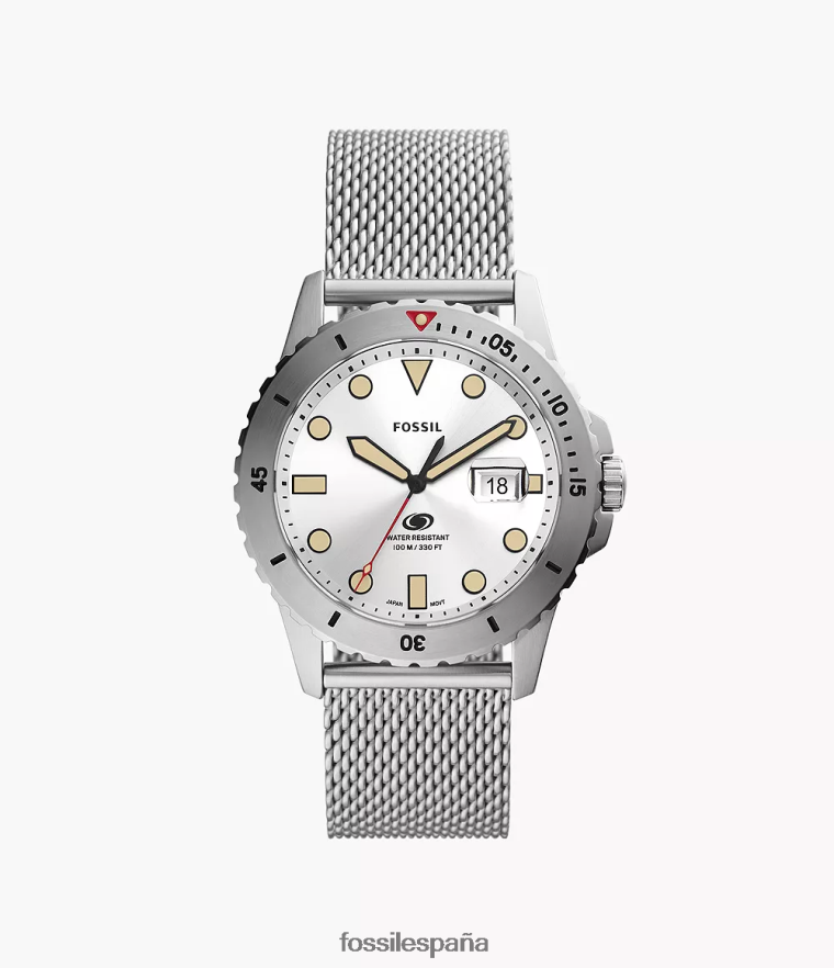 mirar 804XJ41599 azul hombres Fossil reloj de malla de acero inoxidable con tres manecillas y fecha