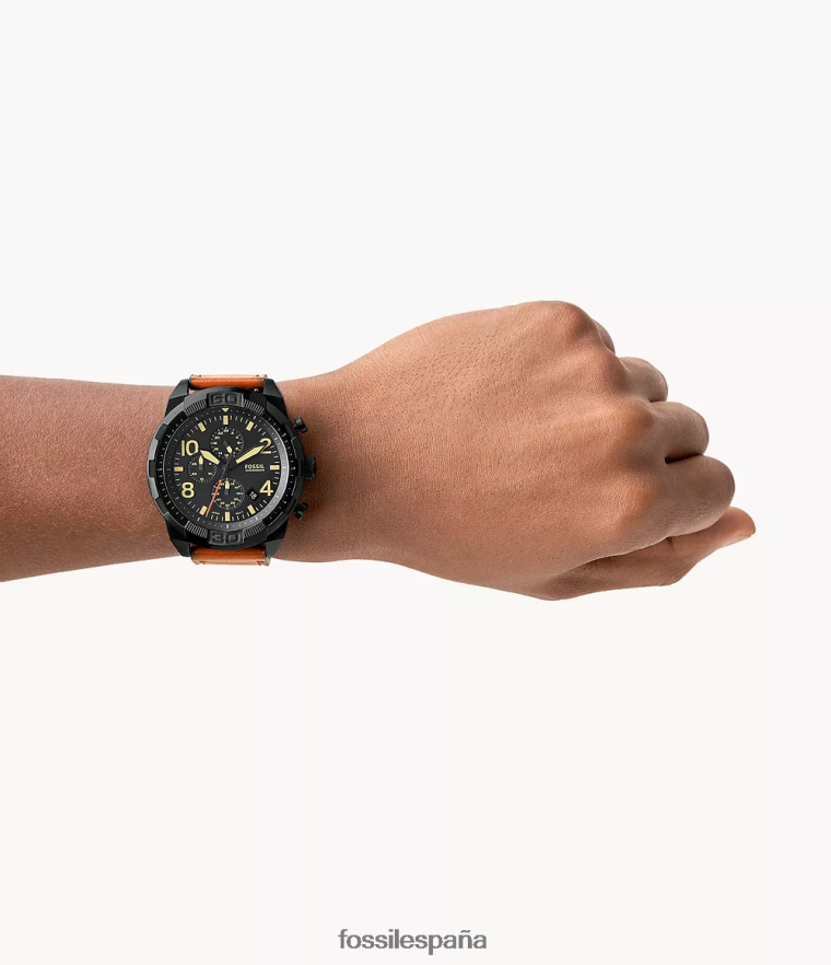 mirar 804XJ41393 marrón/negro hombres Fossil reloj bronson cronógrafo equipaje cuero