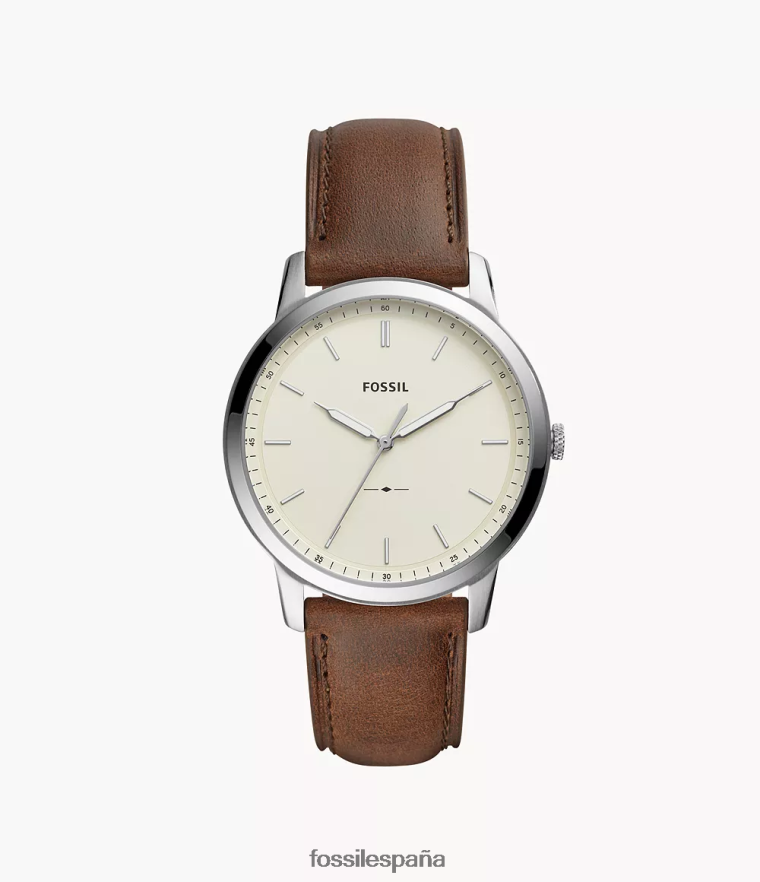 mirar 804XJ41400 marrón hombres Fossil el reloj minimalista de cuero de tres manecillas