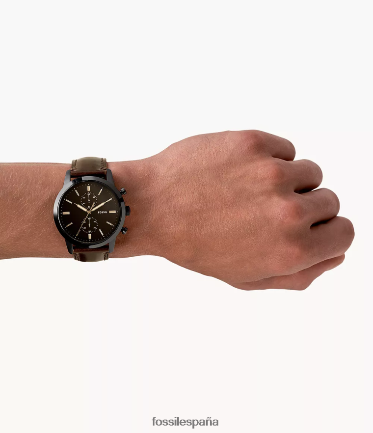 mirar 804XJ41401 marrón hombres Fossil reloj townsman de cuero con cronógrafo de 44 mm