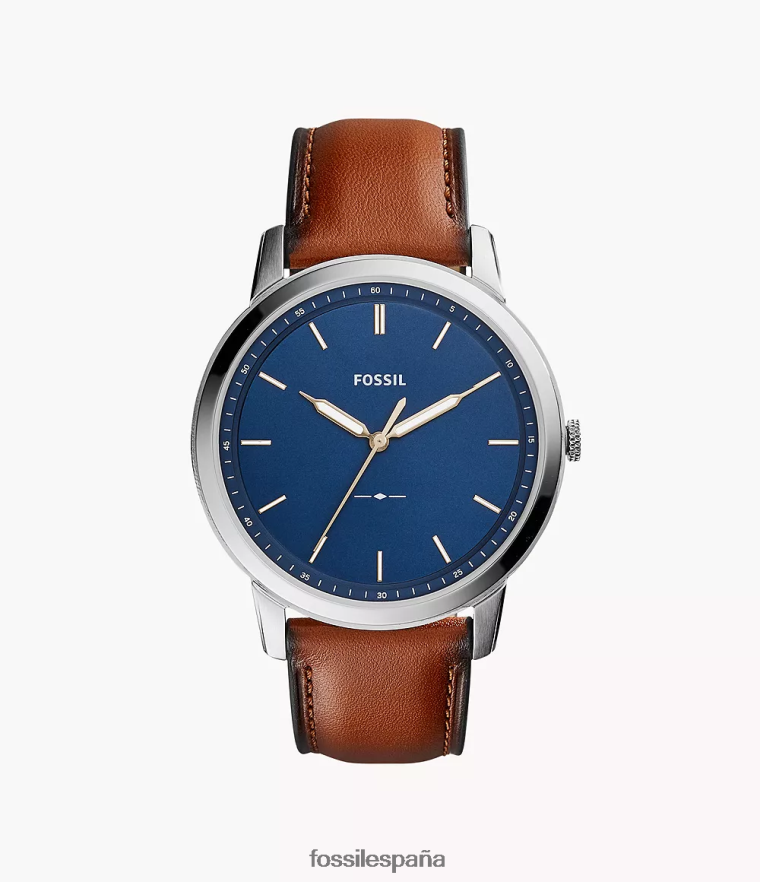 mirar 804XJ41403 marrón claro hombres Fossil el reloj de cuero minimalista y delgado de tres manecillas