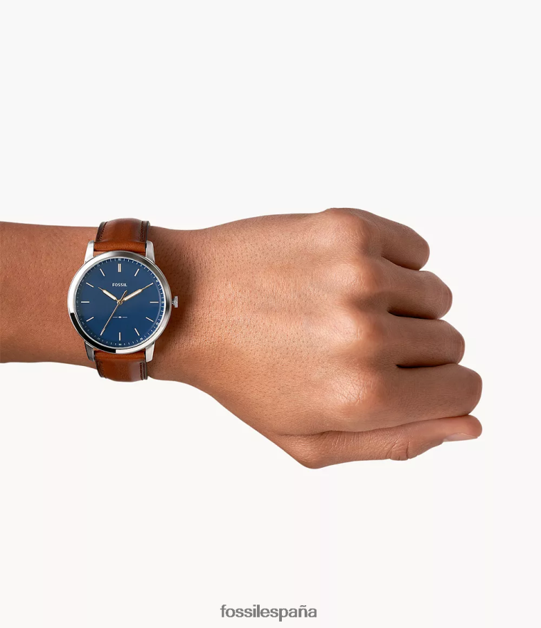 mirar 804XJ41403 marrón claro hombres Fossil el reloj de cuero minimalista y delgado de tres manecillas