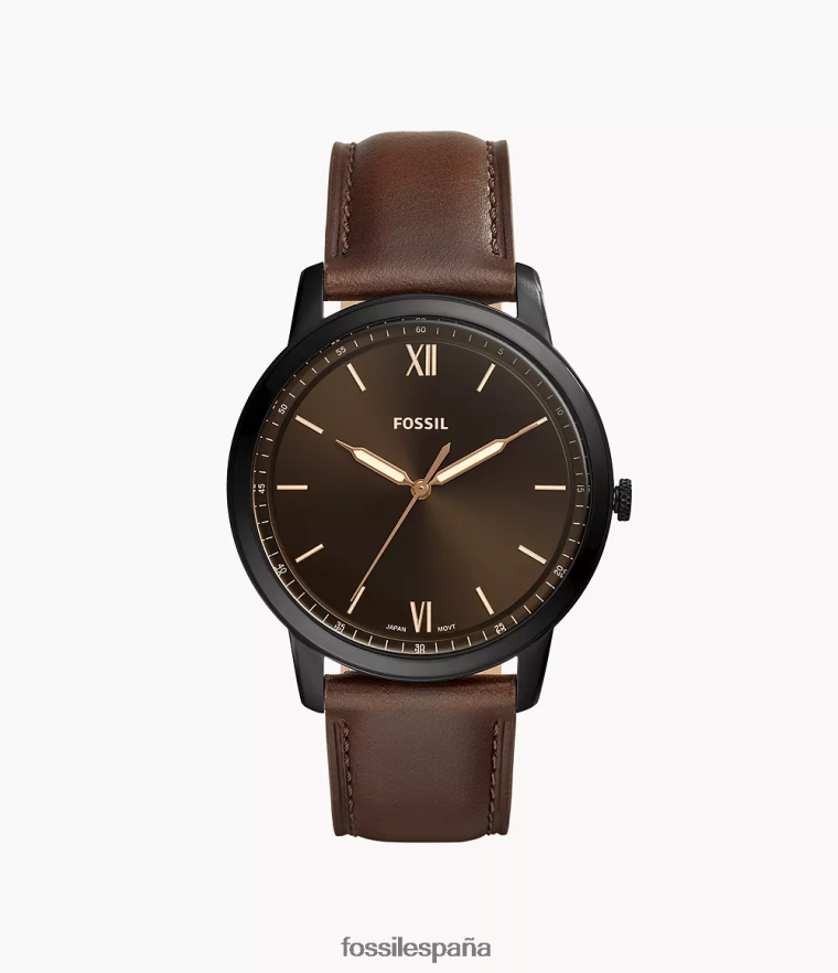 mirar 804XJ41405 marrón hombres Fossil reloj minimalista de cuero de tres manecillas