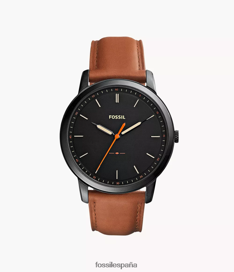 mirar 804XJ41406 marrón claro hombres Fossil el reloj de cuero minimalista y delgado de tres manecillas