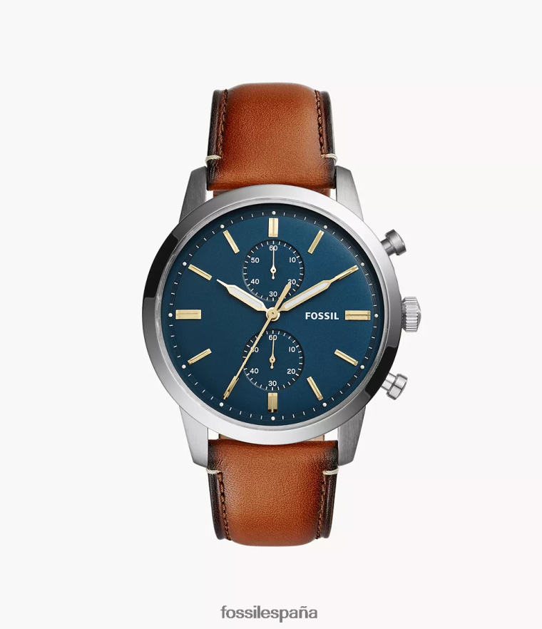 mirar 804XJ41408 marrón claro hombres Fossil townsman reloj cronógrafo de cuero con equipaje de 44 mm