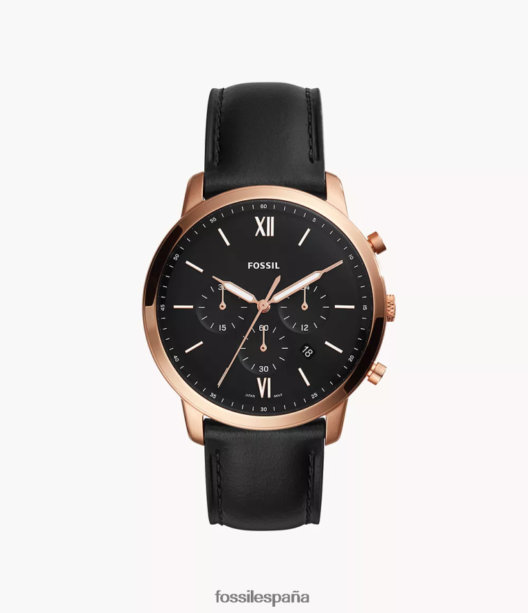 mirar 804XJ41409 negro hombres Fossil reloj cronógrafo neutro de piel
