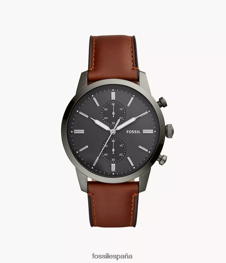 mirar 804XJ41412 ámbar hombres Fossil reloj cronógrafo townsman de cuero