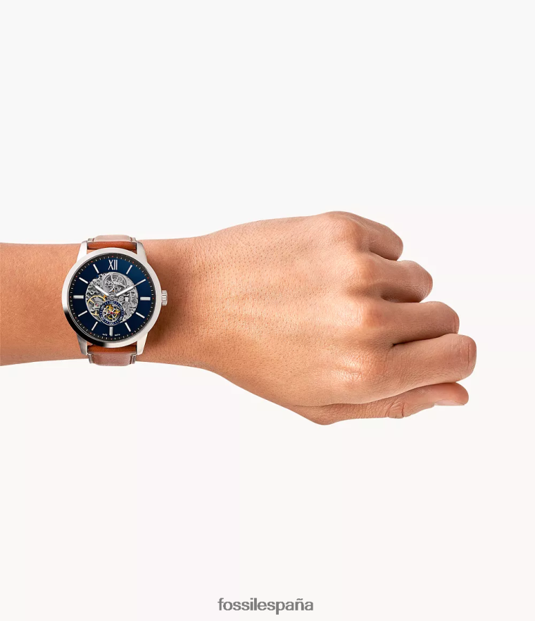mirar 804XJ41415 marrón claro hombres Fossil reloj townsman de cuero automático de 48 mm
