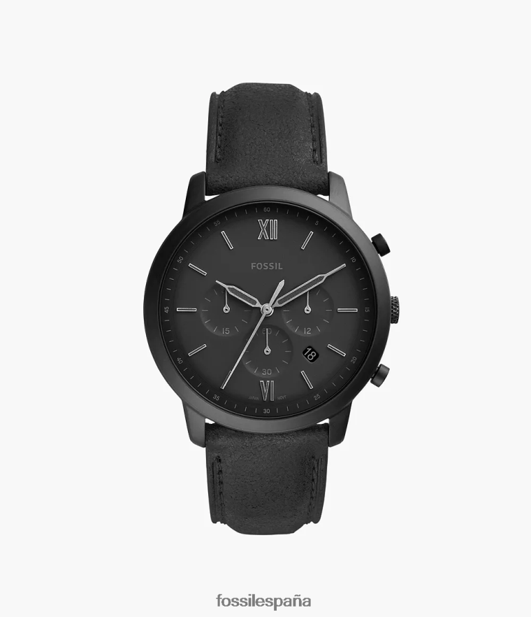 mirar 804XJ41417 negro hombres Fossil reloj cronógrafo neutro de piel