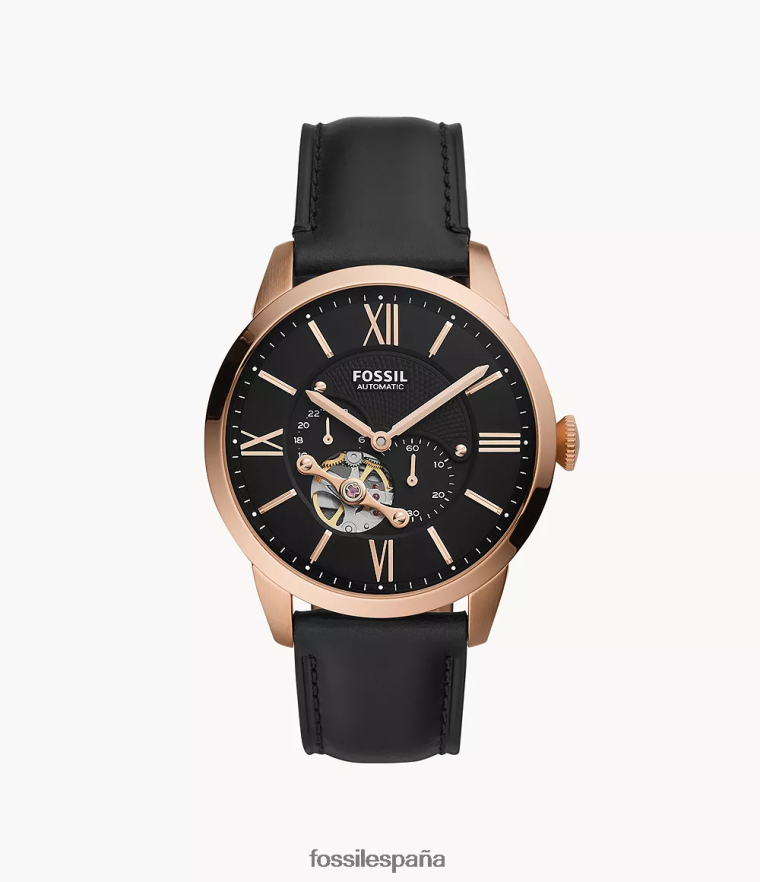mirar 804XJ41418 negro hombres Fossil reloj townsman automatico de cuero