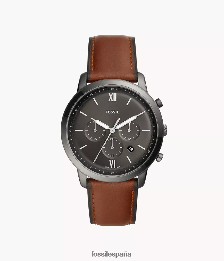 mirar 804XJ41419 ámbar hombres Fossil reloj cronógrafo neutro de piel