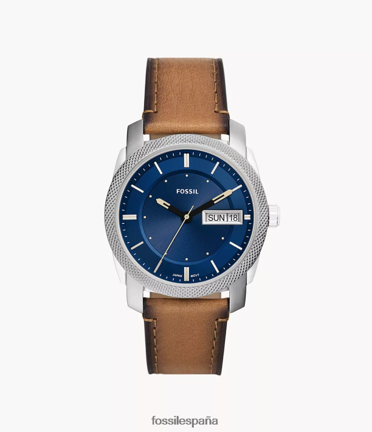 mirar 804XJ41420 broncearse hombres Fossil reloj de cuero de cuero con fecha y día de tres manecillas a máquina