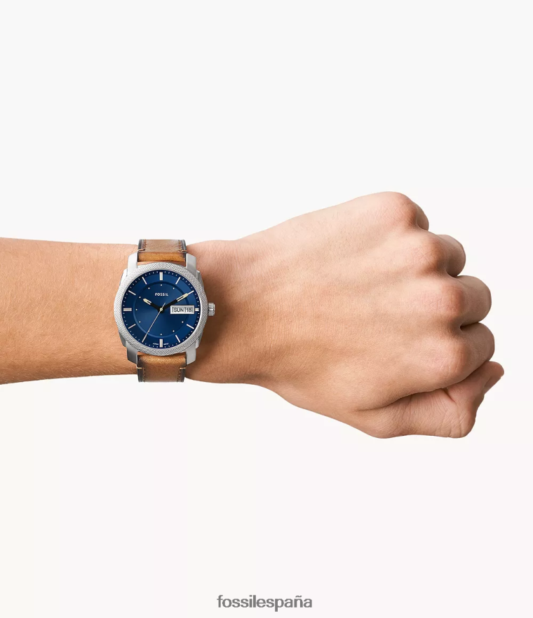 mirar 804XJ41420 broncearse hombres Fossil reloj de cuero de cuero con fecha y día de tres manecillas a máquina