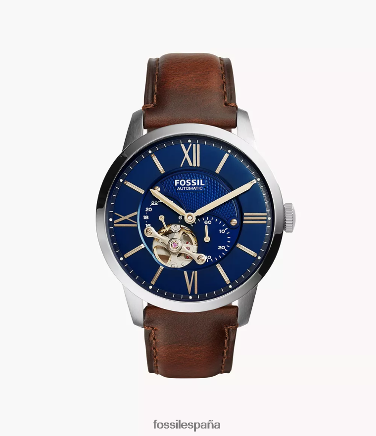 mirar 804XJ41422 marrón hombres Fossil reloj townsman automatico de cuero