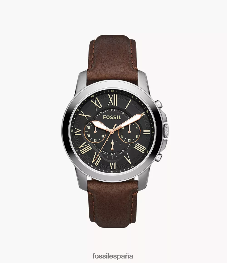 mirar 804XJ41424 marrón hombres Fossil reloj cronógrafo Grant de cuero