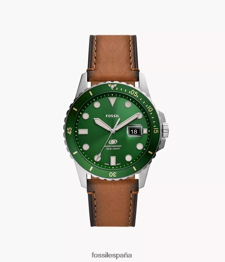 mirar 804XJ41427 azul hombres Fossil reloj de cuero con tres manecillas y fecha