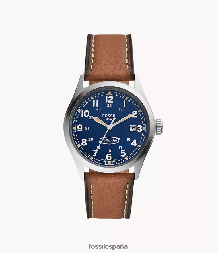 mirar 804XJ41429 equipaje hombres Fossil Reloj Defender de piel de cuero con energía solar.