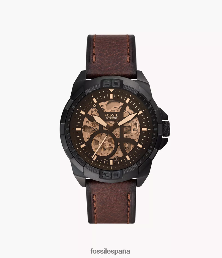 mirar 804XJ41433 marrón hombres Fossil reloj bronson automatico de cuero litehide