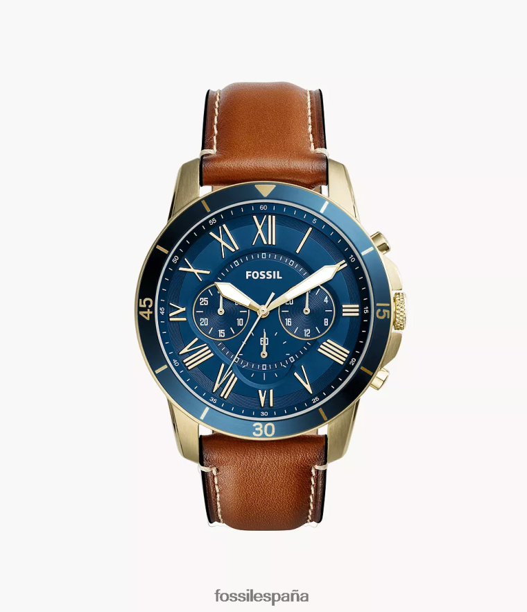 mirar 804XJ41434 marrón claro hombres Fossil Grant Sport cronógrafo equipaje reloj de cuero