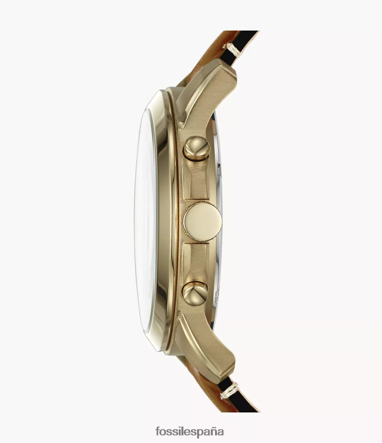 mirar 804XJ41434 marrón claro hombres Fossil Grant Sport cronógrafo equipaje reloj de cuero