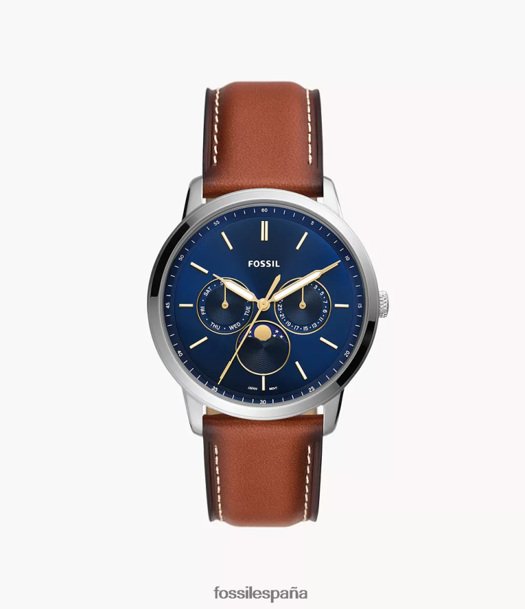 mirar 804XJ41438 marrón hombres Fossil Reloj Neutra Moonphase multifunción de cuero Litehide
