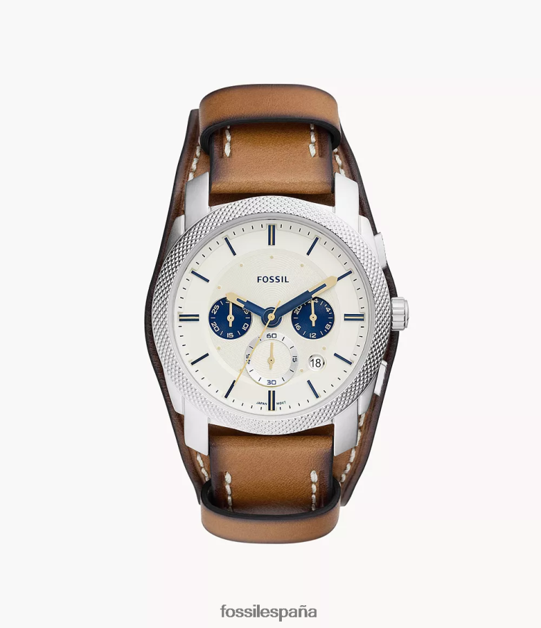 mirar 804XJ41440 broncearse hombres Fossil máquina cronógrafo reloj de cuero litehide