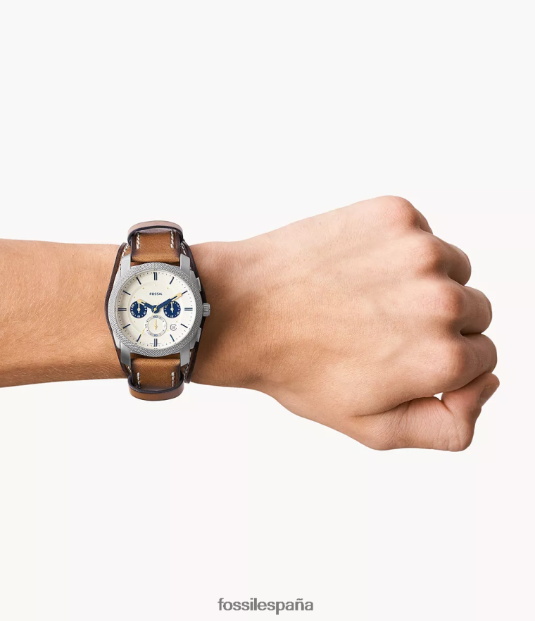 mirar 804XJ41440 broncearse hombres Fossil máquina cronógrafo reloj de cuero litehide
