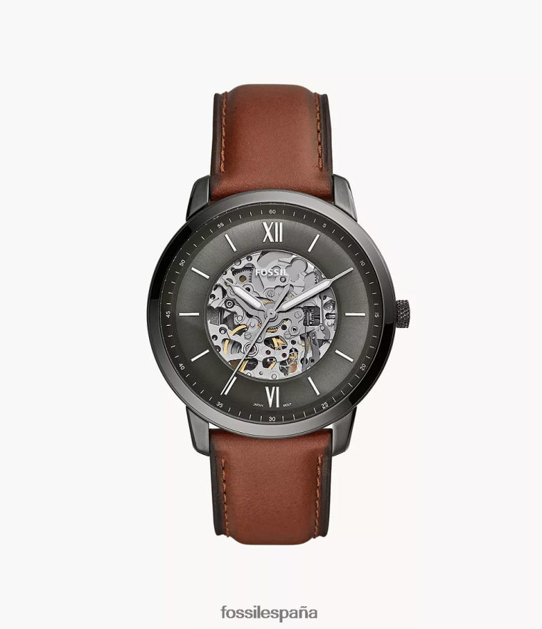 mirar 804XJ41442 ámbar hombres Fossil reloj neutro automatico de cuero